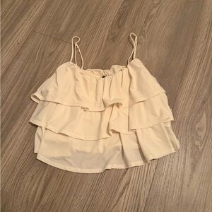 Forever 21 Cream Ruffle Tiered Cami Top | Size L | Flowy Summer Tank